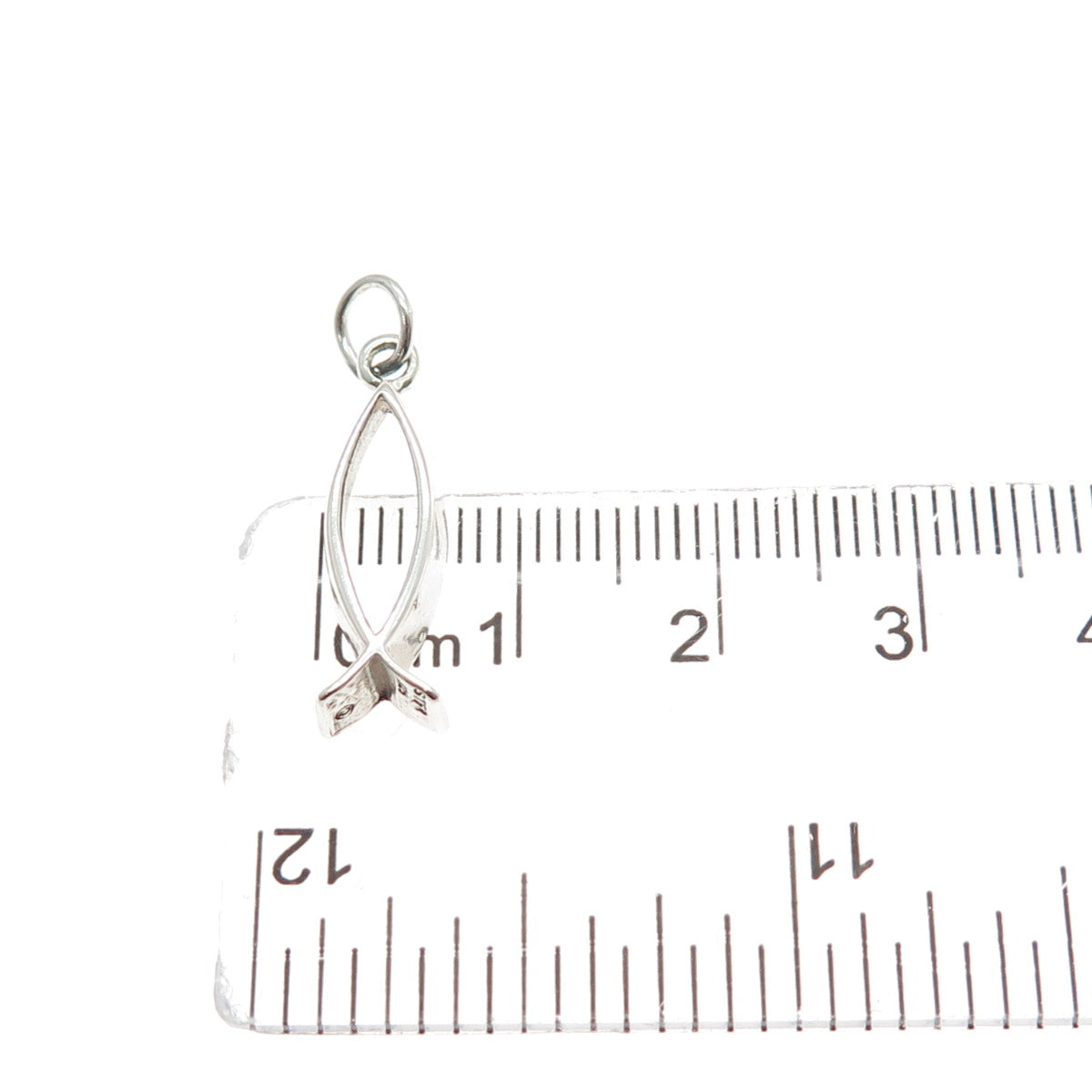 925 Sterling Silver Vintage Ichthys Religious Minimalist Charm Pendant