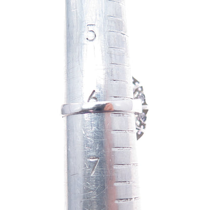 925 Sterling Silver Real Cabochon Larimar & Amethyst Ring Size 6.25