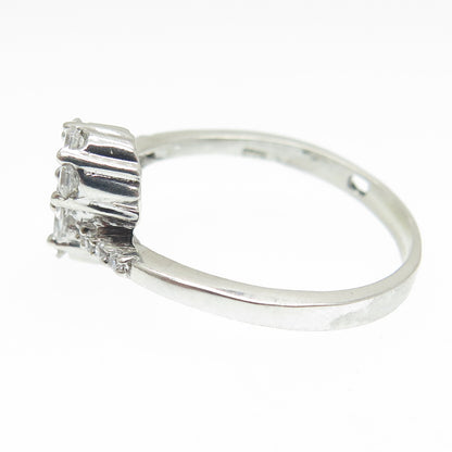 925 Sterling Silver Round-Cut Shaped C Z Bypass Ring Size 7.75