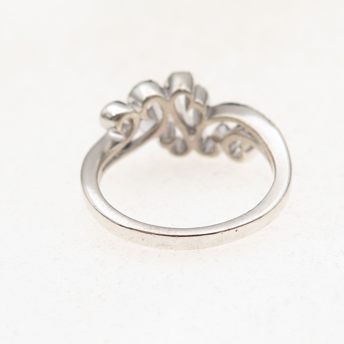 Jane Seymour 925 Sterling Silver Real Blue & White Diamond Heart Ring Size 6.75