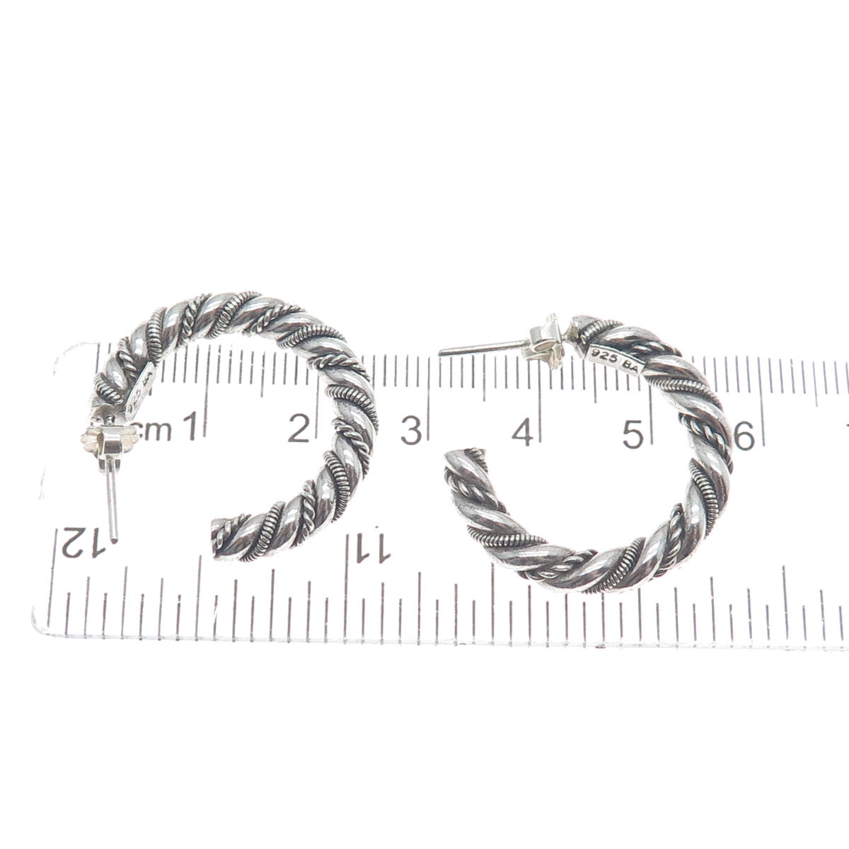 SUARTI BALI 925 Sterling Silver Vintage Twisted Oxidized Hoop Earrings