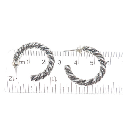 SUARTI BALI 925 Sterling Silver Vintage Twisted Oxidized Hoop Earrings