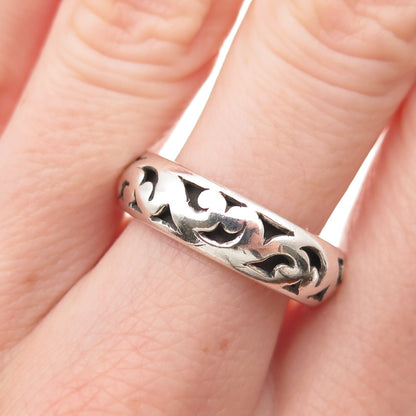 Lois Hill Sterling Silver Vintage Signature Scroll Oxidized Band Ring Size 9.25