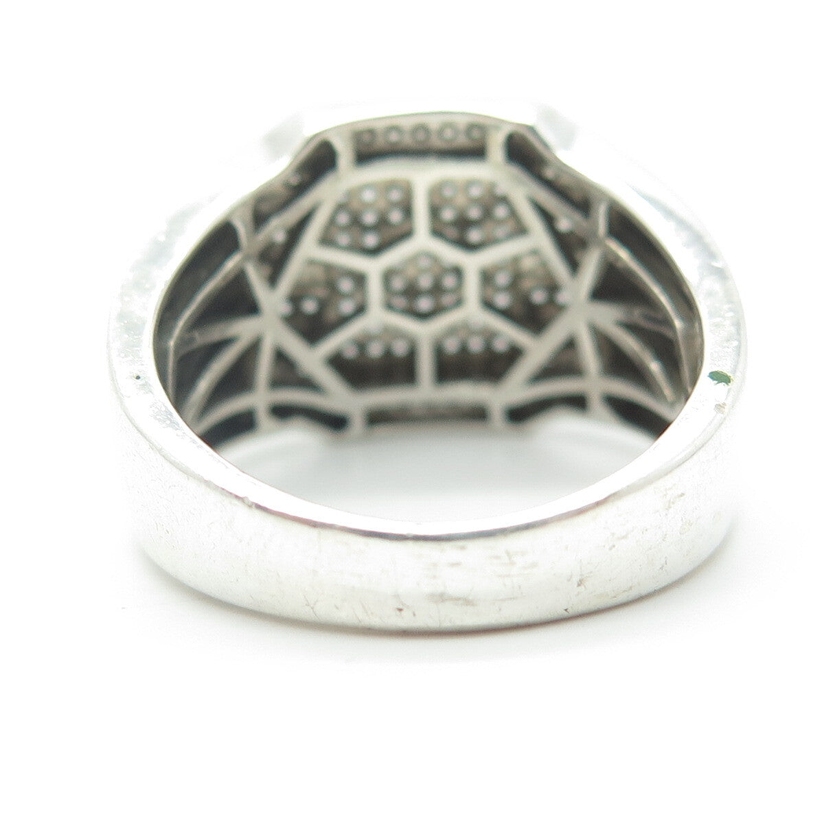 925 Sterling Silver C Z Cluster Statement Signet Ring Size 11.25