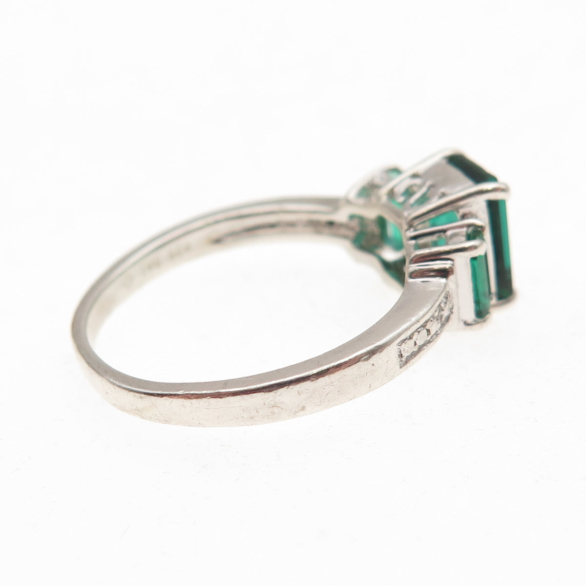 Sai 925 Sterling Silver Real Diamond & Chrome Diopside Ring Size 7