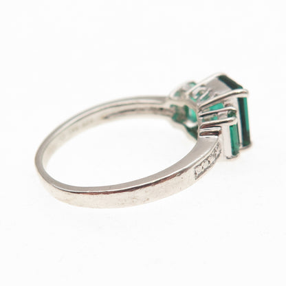 Sai 925 Sterling Silver Real Diamond & Chrome Diopside Ring Size 7