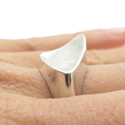 925 Sterling Silver Vintage Mexico Modernist Petal Ring Size 8