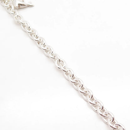 925 Sterling Silver Vintage Friendly Dolphin Rolo Link Bracelet 7"