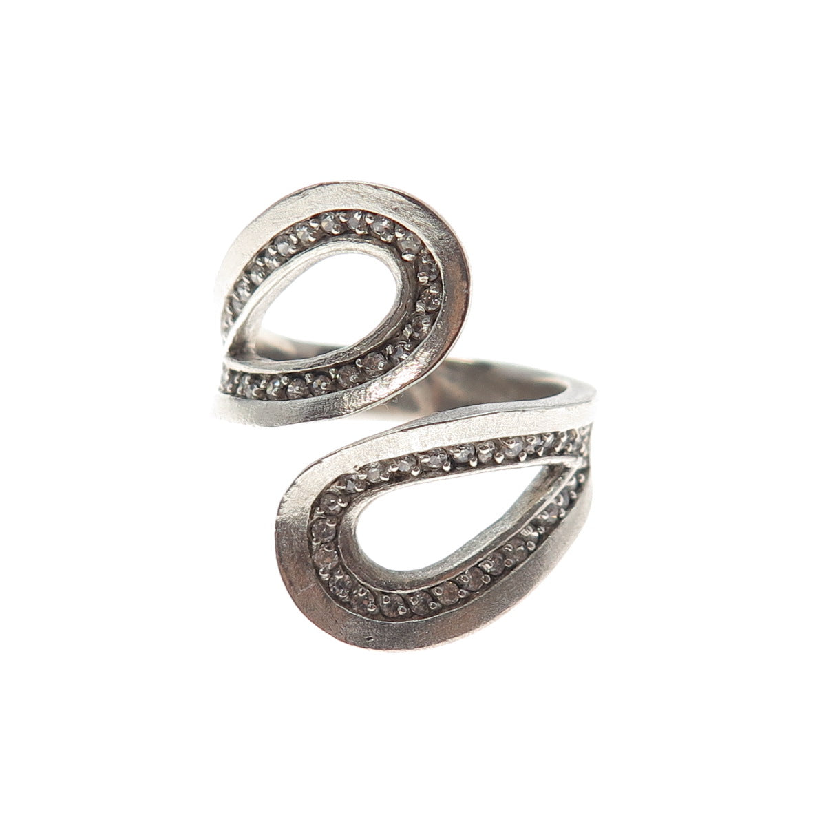 925 Sterling Silver Vintage Round-Cut C Z Adjustable Ring Size 8.5