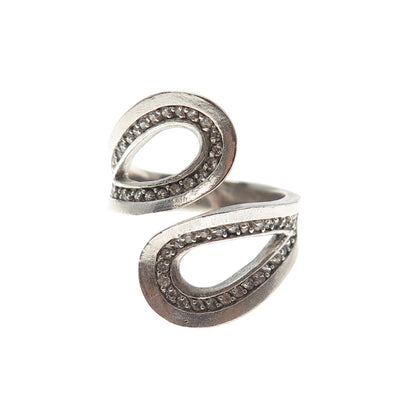 925 Sterling Silver Vintage Round-Cut C Z Adjustable Ring Size 8.5