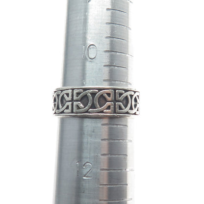 WALDECK JOHNSON 925 Sterling Silver Vintage Celtic Knot Oxidized Ring Size 11.25