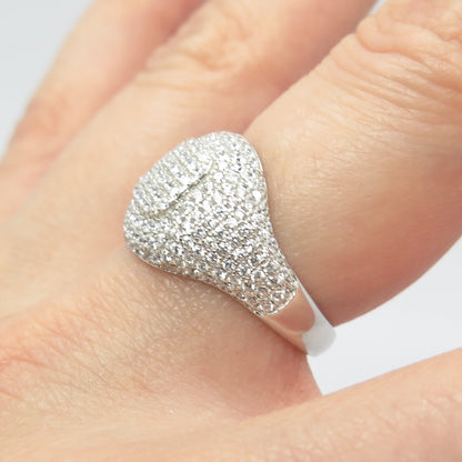 925 Sterling Silver Pave C Z Ring Size 6