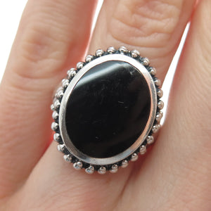 MARK WASSERMAN SAMARA 925 Sterling Silver Vintage Real Black Onyx Ring Size 7.25