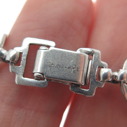 W. E. RICHARDS 925 Sterling Silver Antique Art Deco Geometric Chain Necklace 15"