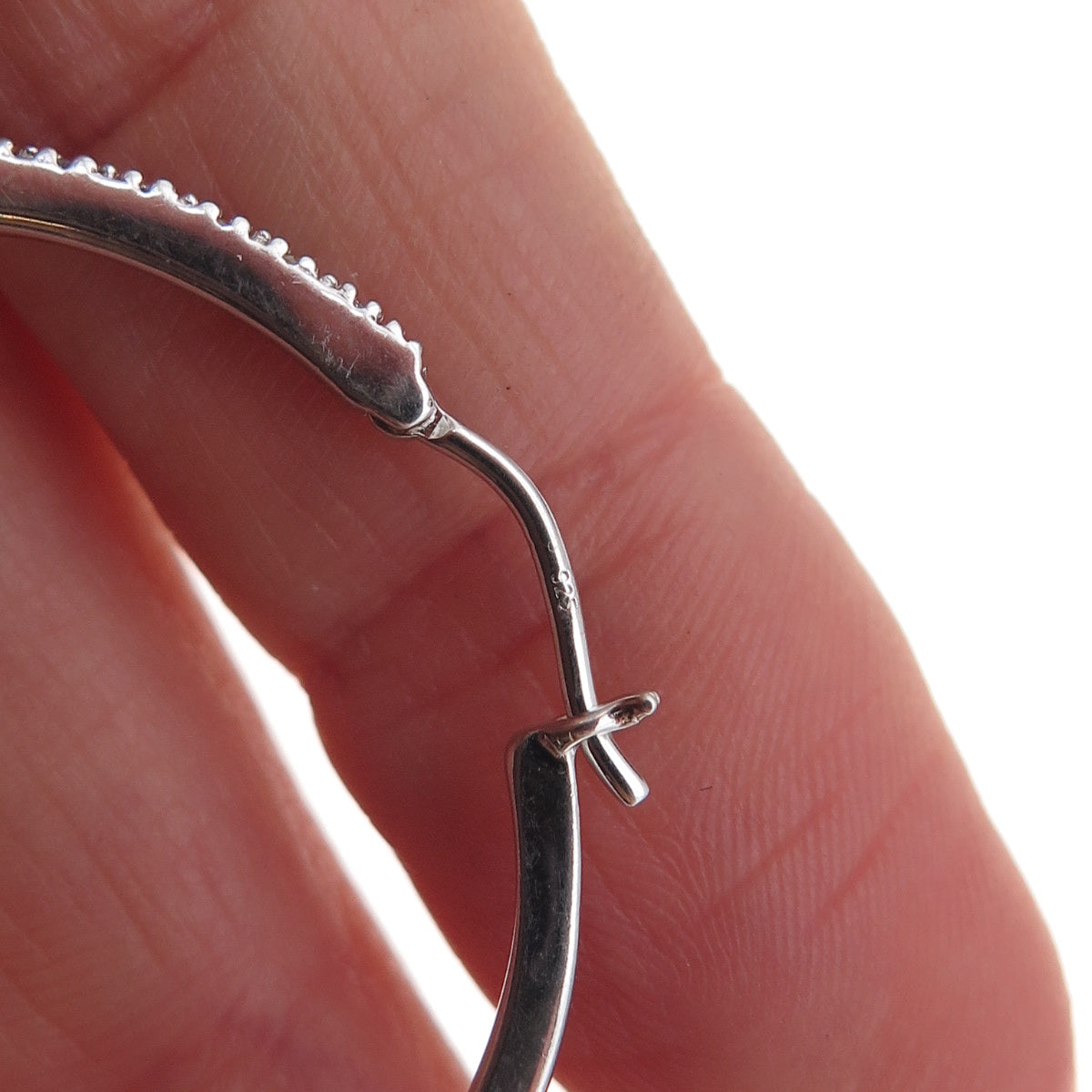 Sun 925 Sterling Silver Real Round-Cut Diamond Hoop Earrings