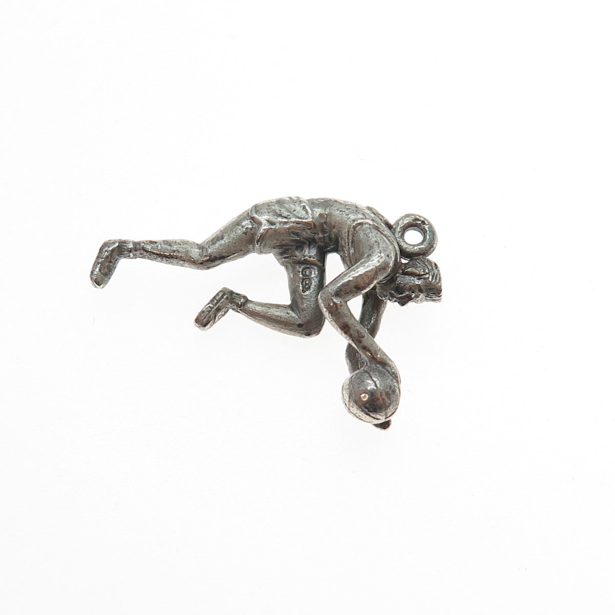 CREED 925 Sterling Silver Vintage Basketball Player Oxidized Charm Pendant
