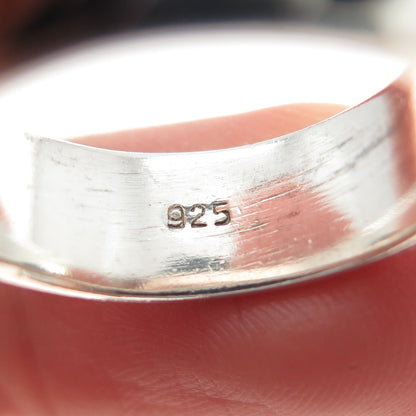 925 Sterling Silver Vintage Modernist Scroll Oxidized Band Ring Size 6.25