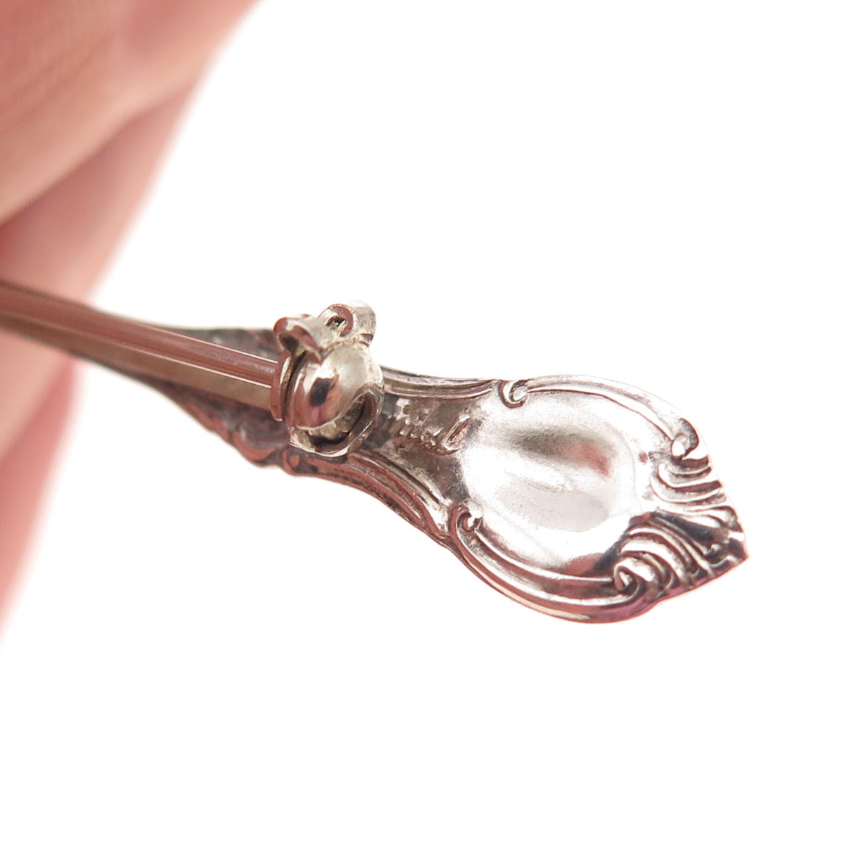 Fine Arts 925 Sterling Silver Antique 1945 Southern Colonial Spoon Pin Brooch