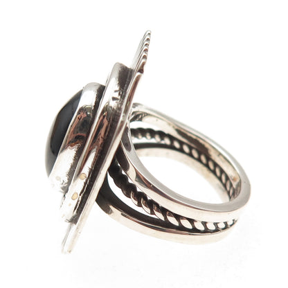 Jefferson Lee Navajo Old Pawn Sterling Silver Vintage Black Onyx Ring Size 7.5
