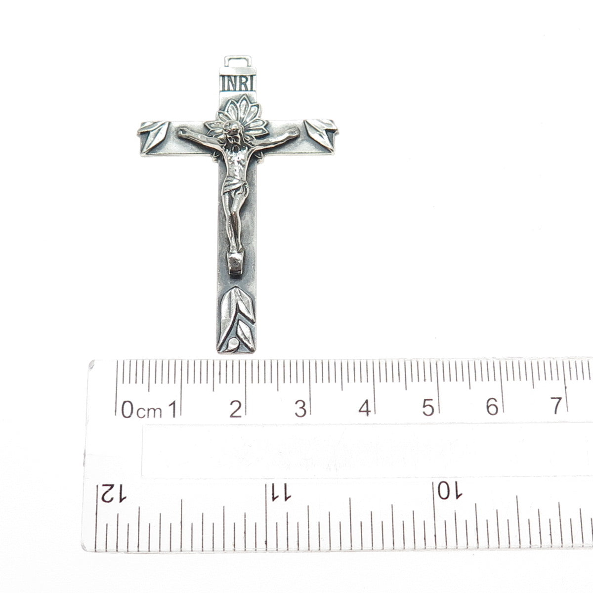 925 Sterling Silver Vintage Crucifix Cross Oxidized Charm Pendant