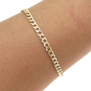 P. LUX 925 Sterling Silver 2-Tone Italy Curb Link Bracelet 7"