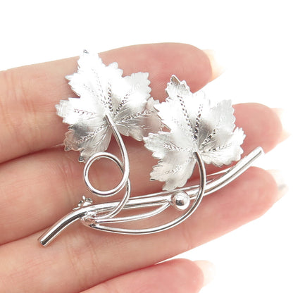 BINDER BROTHERS 925 Sterling Silver Antique Art Deco Maple Leaf Pin Brooch