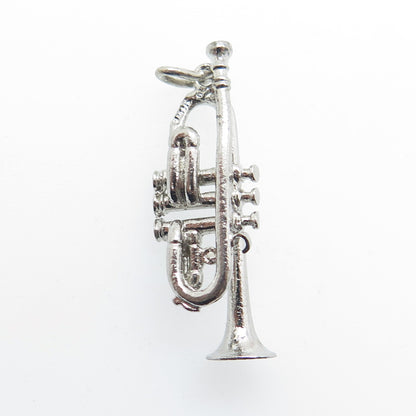 925 Sterling Silver Antique Art Deco Trumpet Musical Instrument Charm Pendant