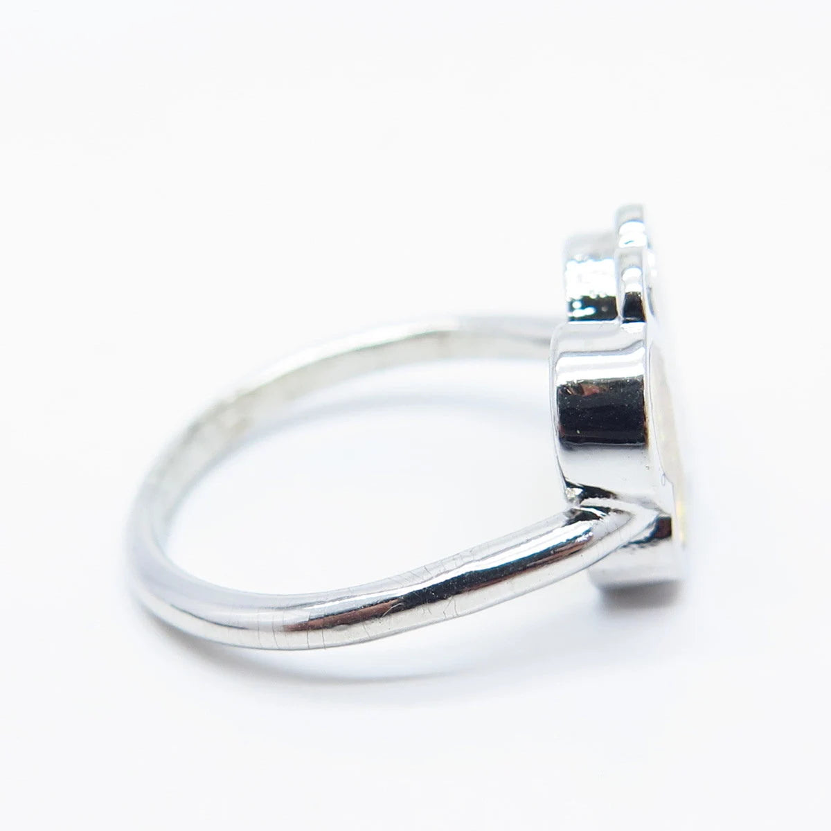 925 Sterling Silver Vintage Citrine-Tone Glass Butterfly Ring Size 6.25
