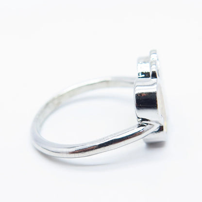 925 Sterling Silver Vintage Citrine-Tone Glass Butterfly Ring Size 6.25