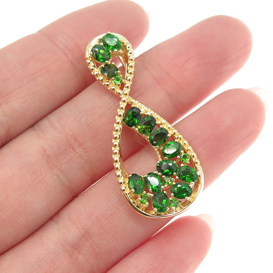 925 Sterling Silver Gold Plated Real Oval-Cut Peridot Infinity Pendant