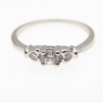 925 Sterling Silver Round-Cut C Z Heart Engagement Ring Size 8