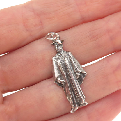 Charles M. Robbins 925 Sterling Silver Vintage Graduate Student Charm Pendant