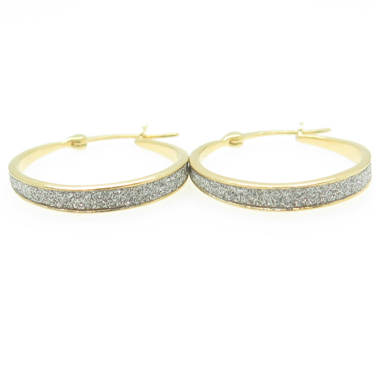 HAN 925 Sterling Silver Gold Plated Diamond-Imitation Hoop Earrings