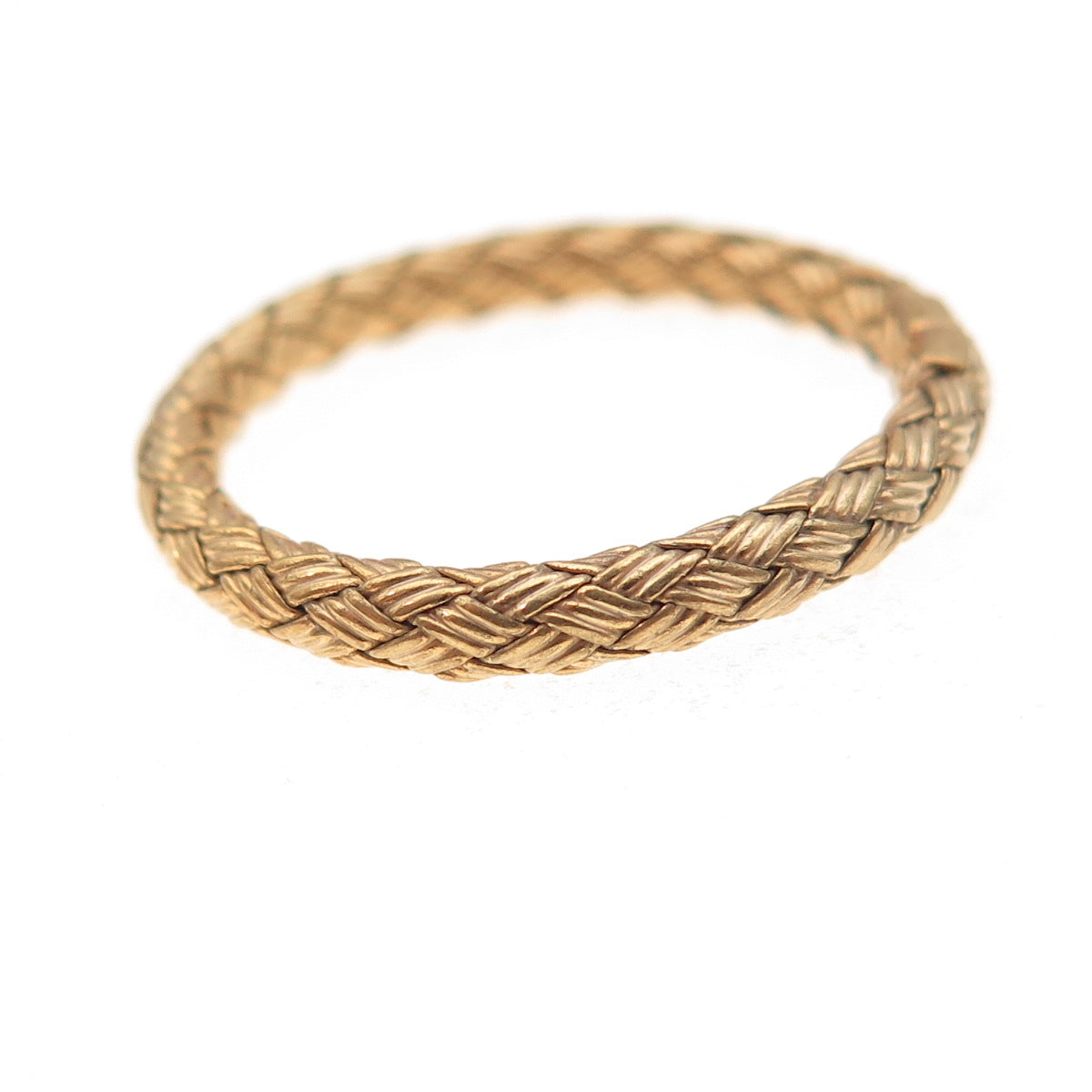 925 Sterling Silver Gold Plated Vintage Italy Braided Band Ring Size 7.75