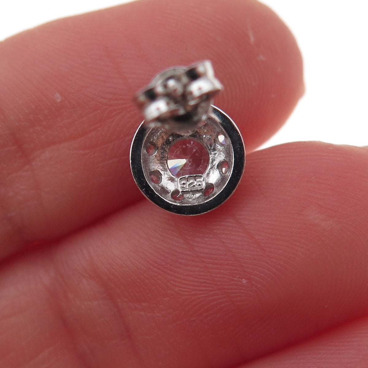 925 Sterling Silver Round-Cut C Z Stud Earrings