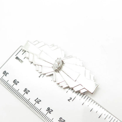 925 Sterling Silver Vintage C Z Bow Pin Brooch