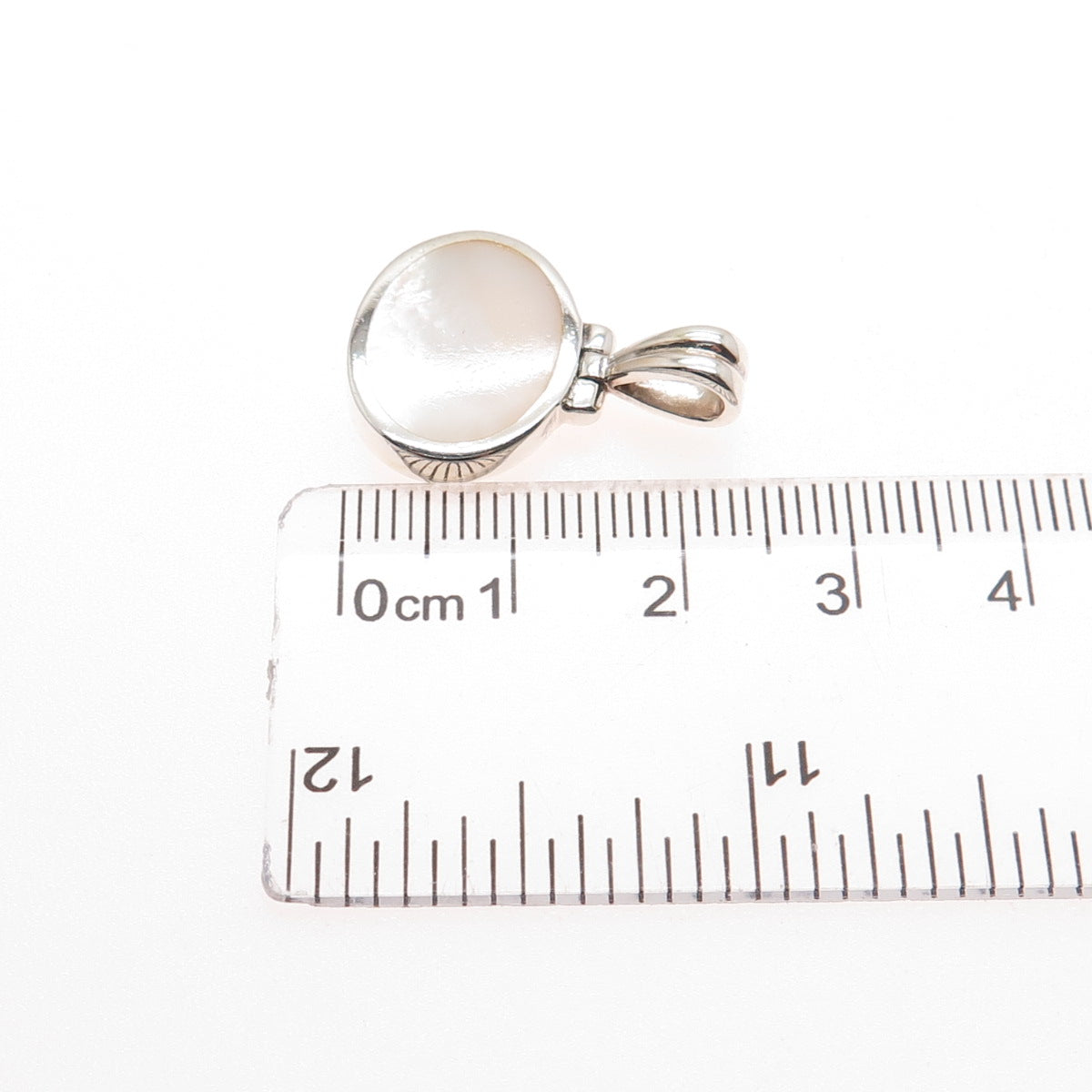ATI ANNIKA WITT 925 Sterling Silver Vintage Real MOP Modernist Charm Pendant