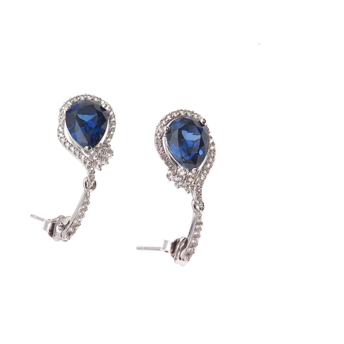 Richline 925 Sterling Silver Real White Topaz & Lab-Created Sapphire Earrings