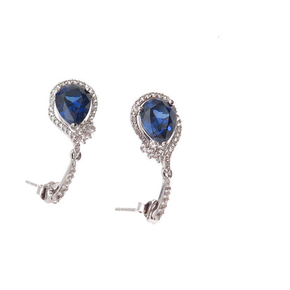 Richline 925 Sterling Silver Real White Topaz & Lab-Created Sapphire Earrings