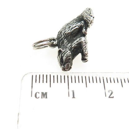 925 Sterling Silver Vintage Beaver Oxidized Minimalist 3D Charm Pendant