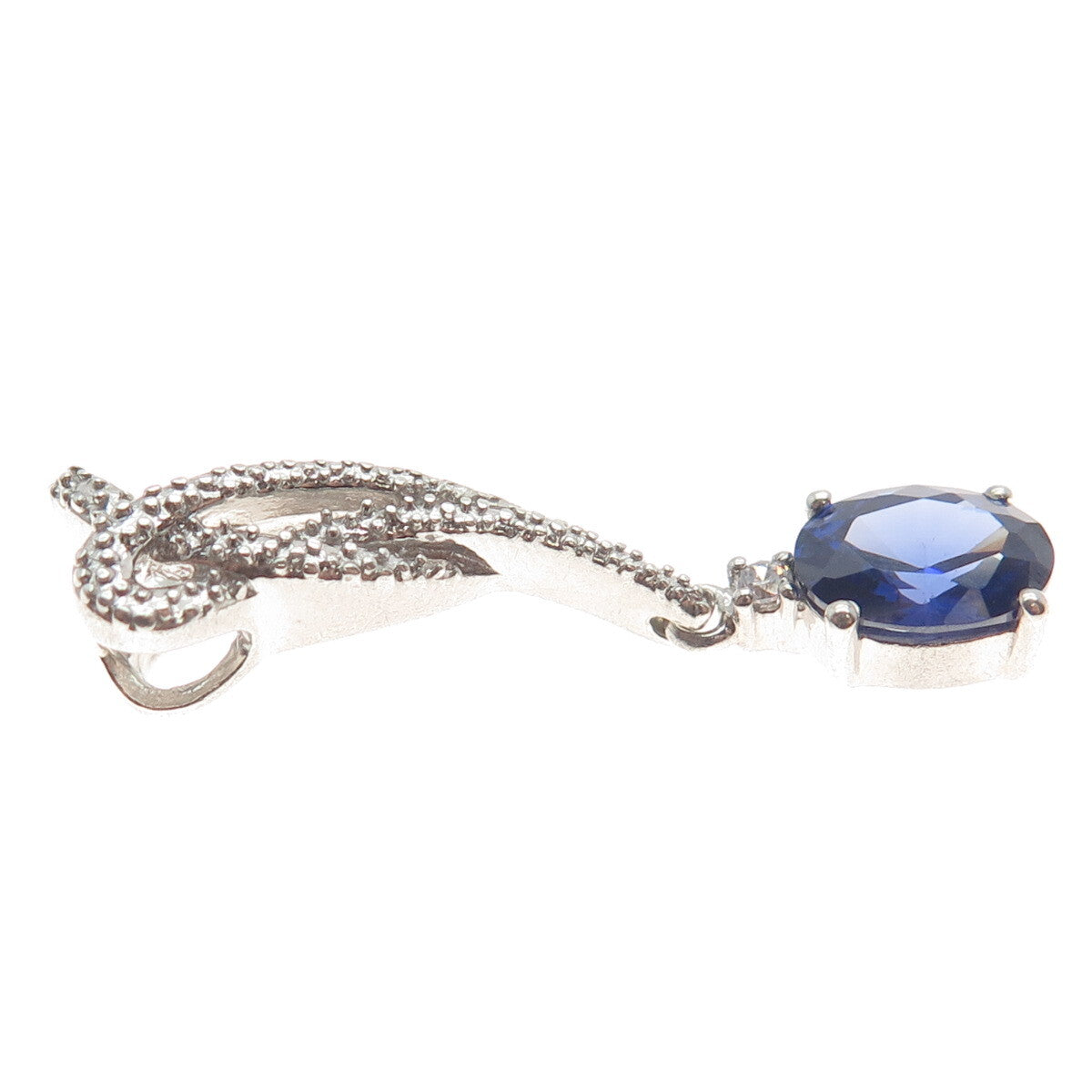 925 Sterling Silver White & Blue C Z Journey Slide Pendant