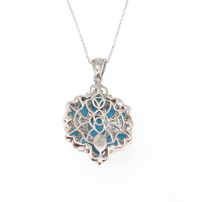 Chuck Clemency 925 Sterling Silver 2-Tone Real Turquoise Tanzanite Necklace 20"