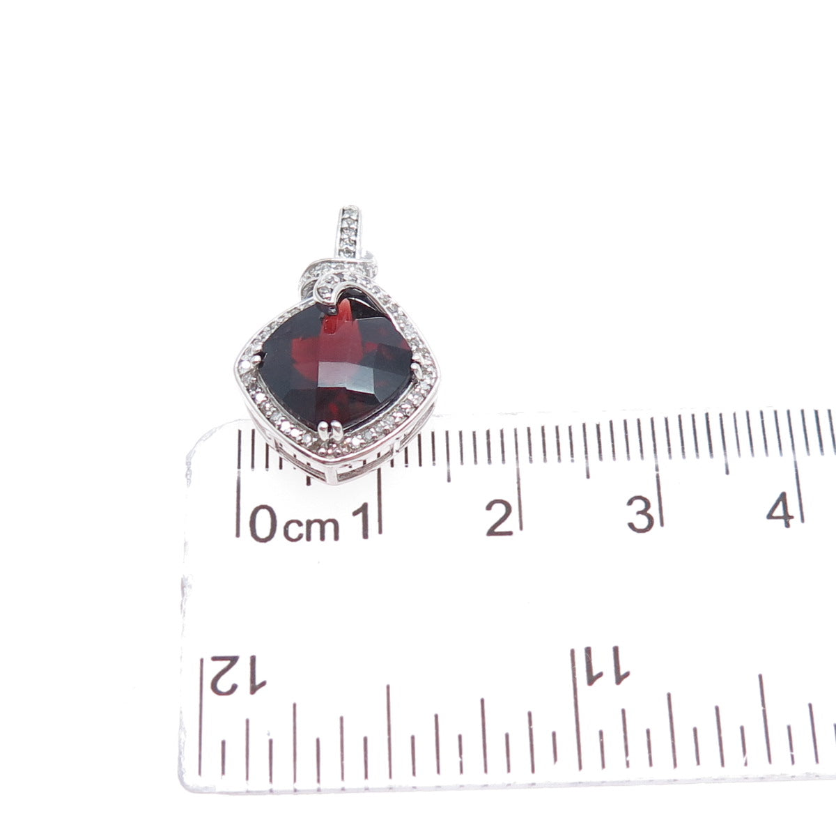 925 Sterling Silver Real Round-Cut Diamond & Red Garnet Mini Charm Pendant