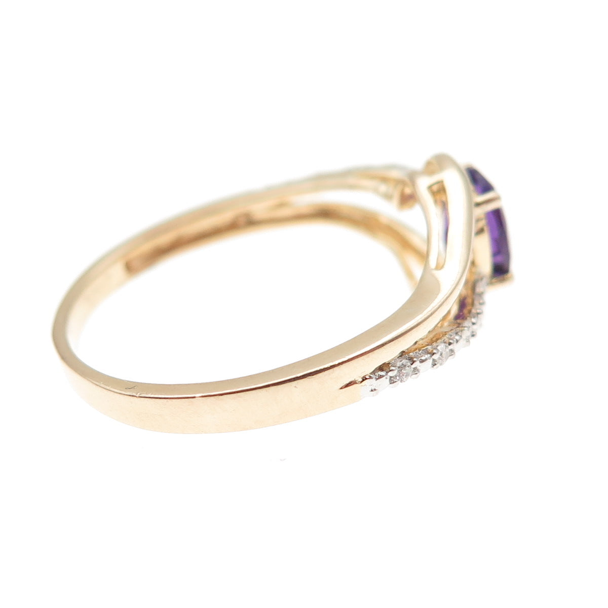 JH Young 925 Sterling Silver Gold Plated Real Amethyst & C Z Ring Size 8.75
