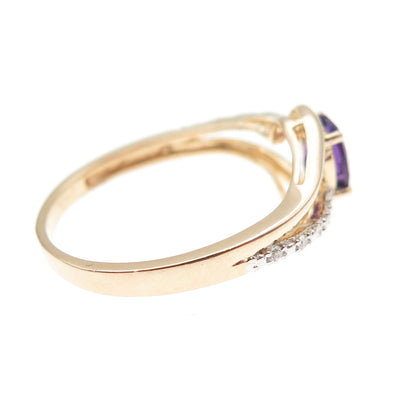 JH Young 925 Sterling Silver Gold Plated Real Amethyst & C Z Ring Size 8.75