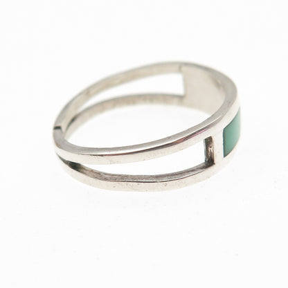 Old Pawn 925 Sterling Silver Vintage Turquoise Black Onyx Tribal Ring Size 6.75