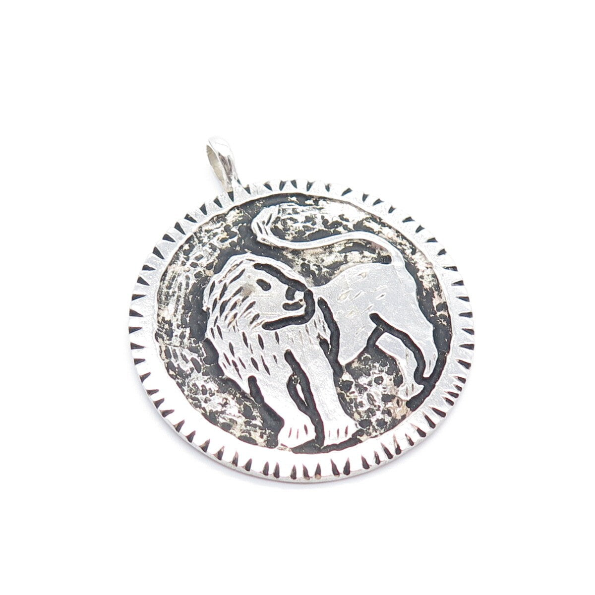 925 Sterling Silver Vintage Lion / Leo Zodiac Sign Pendant