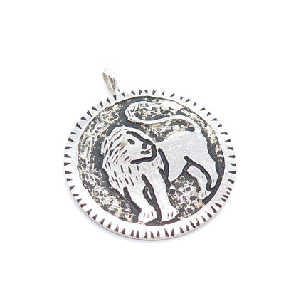 925 Sterling Silver Vintage Lion / Leo Zodiac Sign Pendant