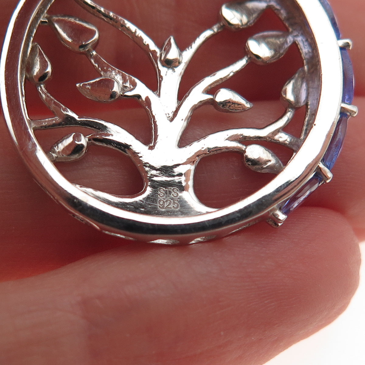 Chuck Clemency 925 Sterling Silver Real Oval-Cut Tanzanite Tree of Life Earrings