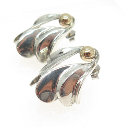 CHARLES KRYPELL 14K Gold & 925 Sterling Silver Vintage Modernist Earrings